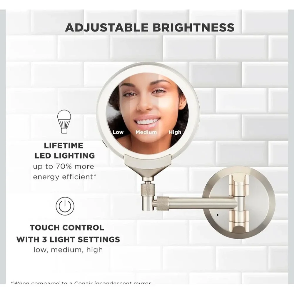 Conair‎ Wall‑Mount Lighted Makeup Mirror, Rechargeable